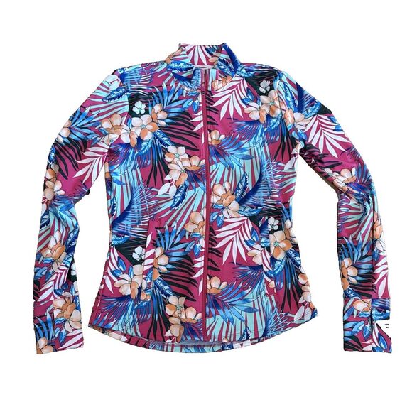 Tommy Bahama Long Sleeve Full Zip Floral Jackt Top - Golf‎ Tennis Sz S - Picture 1 of 6